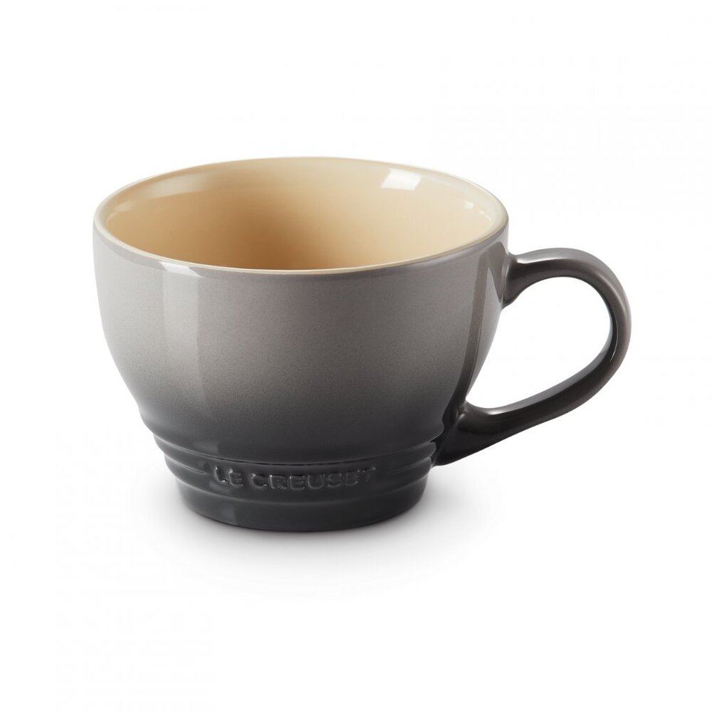 Le Creuset Stoneware Set of 2 Bistro Mug Giant Cappuccino 14 oz Oyster Flint NEW